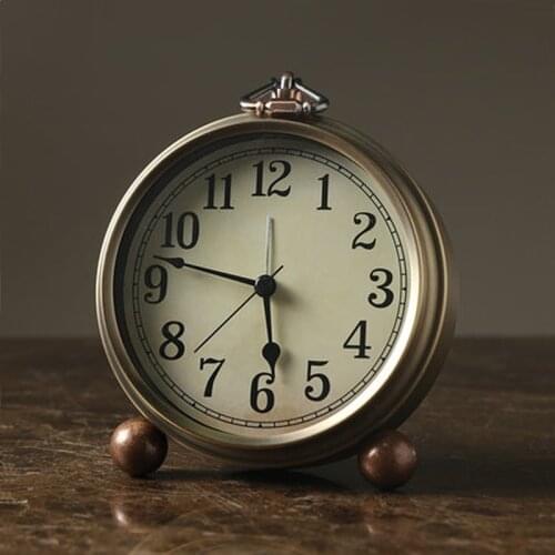 Creative Vintage Retro Alarm Clock Silent Home Clocks Playing Bell Bedroom Table Clock with Light Bedside Home Decor Table Watch