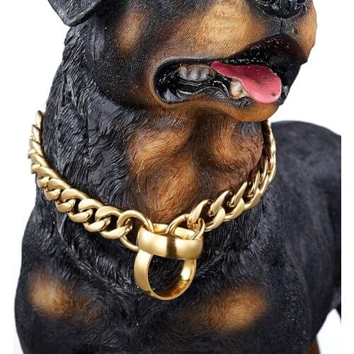 Cuban Link Chain Dog Pets Fashion Metal Chain Collar Stainless Steel Pet Bully Necklace Pet Gift