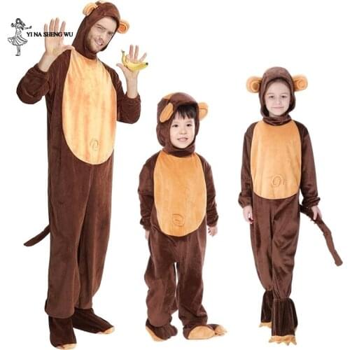 Adult cosplay Monkey Costume and childern Cosplay Costume Halloween for Girls Boys Animal cospaly Parent-child performance suit