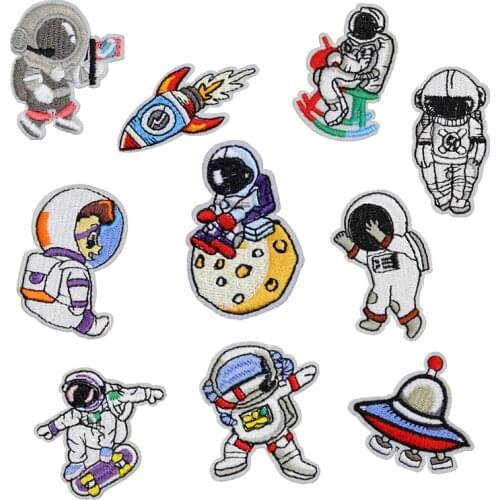 Set of 10 Cartoon Alien Astronaut Embroidered Patches Iron on Space Universe Embroidery Badge