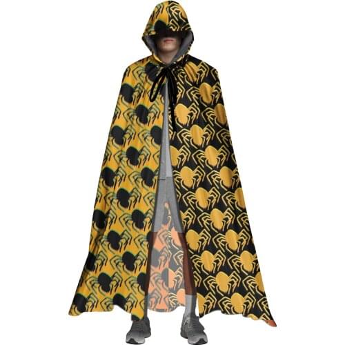 Halloween Bat Pattern Hooded Cloak for Womens Mens Full Length Vampire Witch Cosplay Costumes Loose Adult Hood Robes Capes