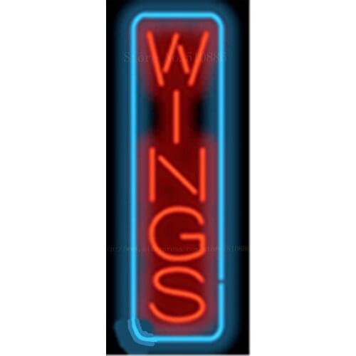 Wings NEON SIGN REAL GLASS BEER BAR PUB LIGHT SIGNS store display Packing Food Diet drink dinning Advertising Lights 17*14"