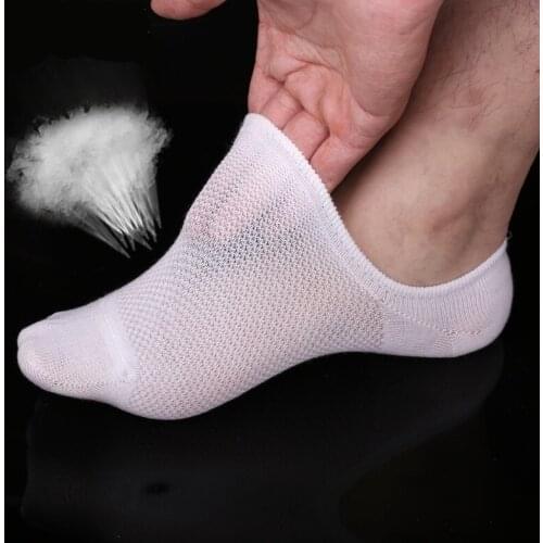Men Short Ankle Socks Invisible Bamboo Fiber Mesh Casual Solid Thin Silicon Anti-skid Boat Socks Low Cut Socks Breathable