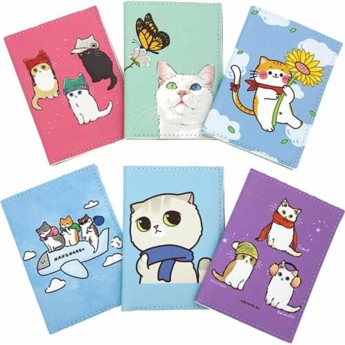 2021 Newest Travel Accessories Passport Holder PU Leather Cute Cat Travel Passport Cover Case High Quality Card ID Holders