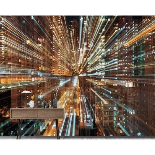 Beibehang wall paper for kids room 3d wallpaper murals High-rise building city night lights background wall flash wallpaper