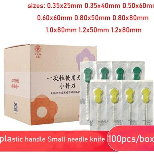 Disposable Acupuncture Needles Small Knife Plastic Handle Painless Massage Needle 100pcs/pack High Quality Big Sizes