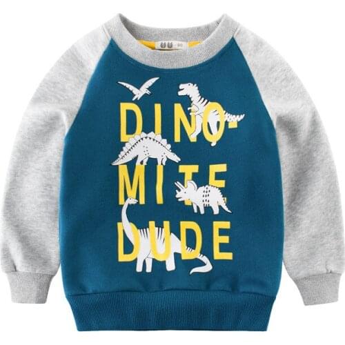 Wholesale spring kids Cotton sweatshirt boys girl print 3D dinosaur Monster Casual tops spring toddler clothes Children clothing