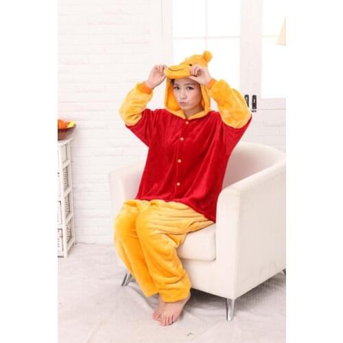 Animal Winnie Bear Onesies Pajamas Cartoon Costume Cosplay Sleepwear Adult Pyjamas Partydress Halloween Pijamas