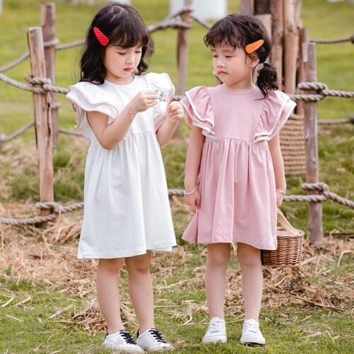 1 2 3 4 5 6 Years Toddler Girls Dress Korean Double Layer Lotus Leaf Princess Dress Kids Clothing 2020 Summer Child Dresses New