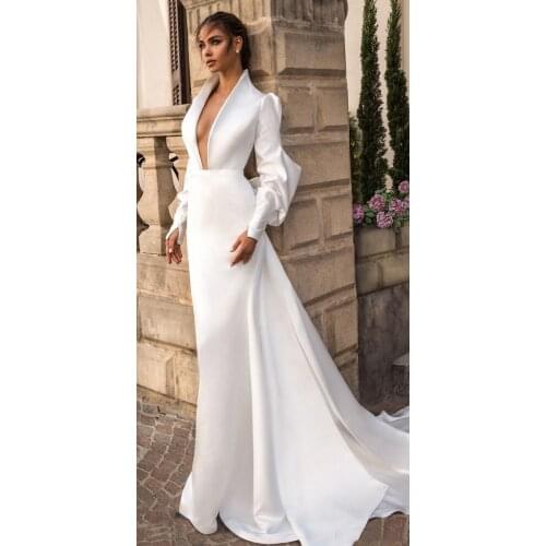 Платье Long Sleeve Prom Dresses V Neck Mermaid Formal Evening Gowns Backless Sweep Train Custom Party Dress Graduation Robes