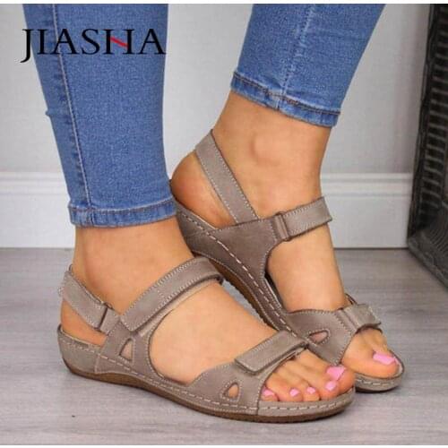 Beach sandals women shoes 2021 new fashin solid light flats shoes women sandals hook&loop casual shoes woman sandalia feminina