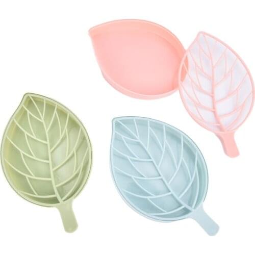 Portable Leaf Shape Plastic Soap Dish Non-slip Holder Toilet Bathroom Soap Tray