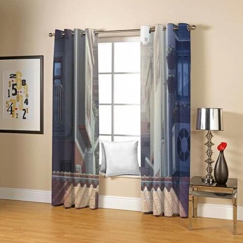 Outside the window Cartoon anime boy Curtains Custom Any size Boys Bedroom Kids Room decor Classic Home Decoration Drapes Sets