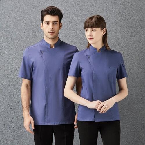 Unisex Kitchen Jackets Restaurant Catering Short Sleeve Chef Uniform Bakery Hotel Barber Shop Work Wear Patisserie Cook Coat