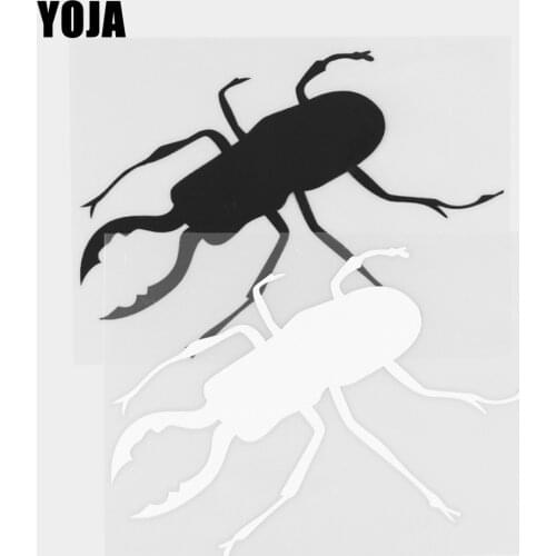 YOJA 14.7×10.5CM Handsome Beetle Cartoon Animals Vinyl Decal Pattern Car Stickers Black/Silver 19C-0453