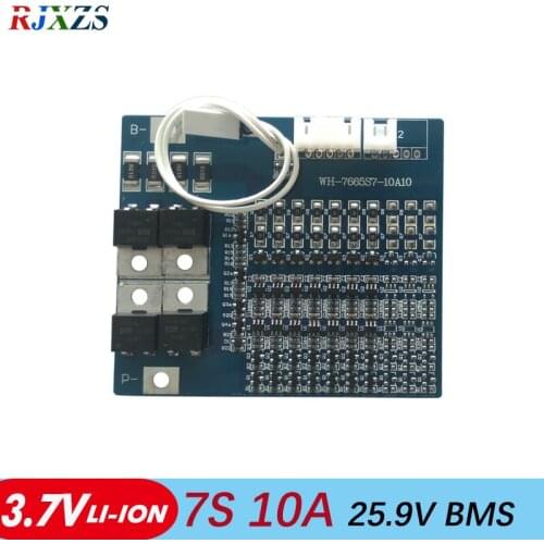 7S 10A 25.9V 29.4V li-ion BMS PCM battery protection board bms pcm with balancing for LicoO2 Limn2O4 24V li battery