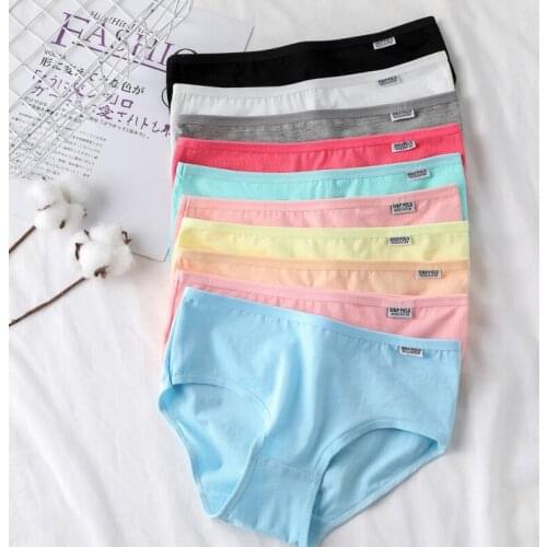 Womens Cotton Panties 1pcs Soft Striped Women Underpants Solid Girls Briefs Sexy Female Lingerie XL Comfort black Underwear