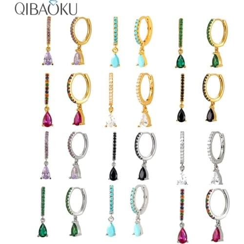 S925 Sterling Silver Earring INS Geometric Water Drop Diamond Celi French Earrings Silver Hoop Earrings Female Fashion Jewelry