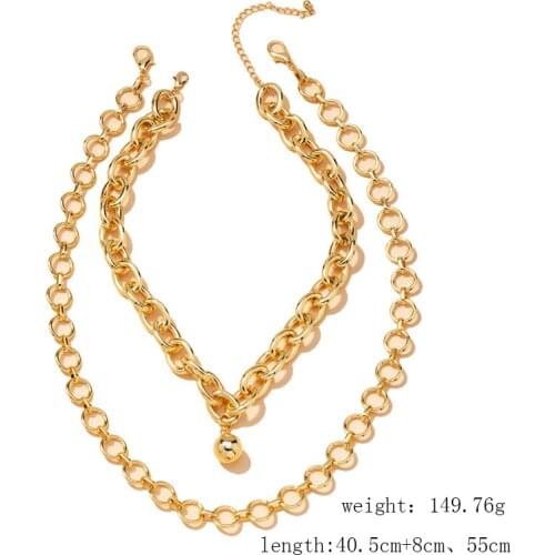 2021 Ins Gold Chain Double Layers Club Rock Hip-hop Choker Necklaces Trendy Korean Fashion Women Party Jewelry