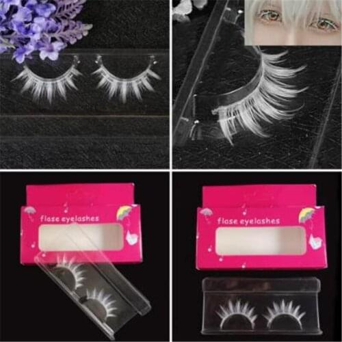 1 Pair White Fake Eyelashes Cosplay Makeup Natural Long Cross Stripe False Eyelashes Maquiagem