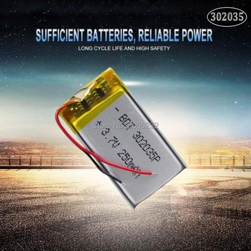 1pcs 150mah 3.7V 302035 032035 polymer lithium Rechargeable Battery For LED light Tachograph Car DVR Bluetooth Earphone MP3