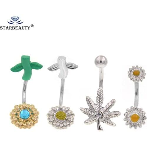 1Pc Hot Sun flower Surgical Steel piercing Tree Shape Belly Buttoning Women Sexy Body Piercing Jewelry Belly Button Rings