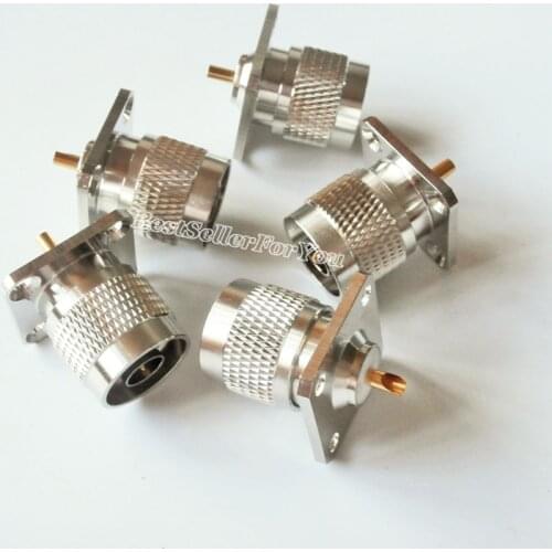 10Pcs N Male Plug 4 Hole panel Mount flange with solder cup connector 25*25mm