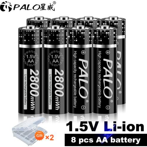 2-16pcs 1.5v AA Rechargeable Battery 2800mWh Li-ion Lithium Liion Li ion 1.5 Volt AA 2A Batteries for Toys Camera Flashlight