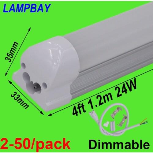 2-50/pack LED Tube Light 4 foot 1.2m 20W 24W Dimmable Lamp T8 Integrated Bulb Fixture Linkable 48" Bar Linear Lights 85-277V