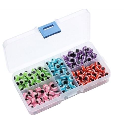 250pcs 8mm box mix color Round Beads Cats eye bead Resin Loose Spacer Beads 1mm hole For DIY Necklace Bracelet Making