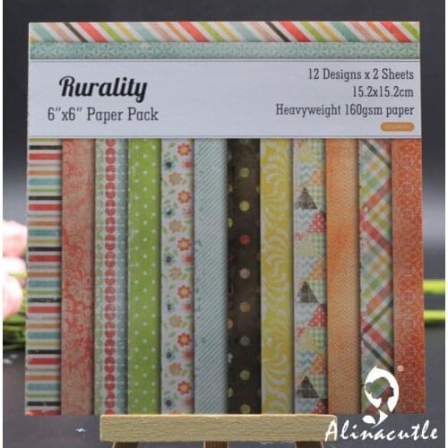 AlinaCraft 24 sheets 6"X6" patterned paper rurality Scrapbooking paper pack handmade craft paper craft Background pad
