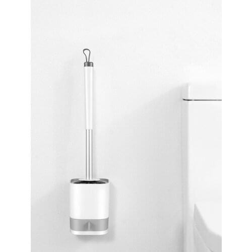 Alu. Alloy Toilet Brush Household Cleaning Product Silicone Brush Head Bathroom Accessories Set Wall-mount Cleaning Tool OK 1170