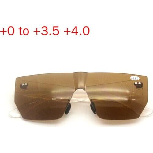 Oversized Square Bifocal Reading Glasses Grey Lens Fashion Men and Women Frameless Presbyopia Glasses Outdoor Sunglasses NX