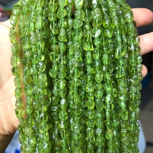 4-6mm Natural Irregular Green Peridot Crystal Stone Beads Loose Spacer Beads For Jewelry Making DIY Bracelet Necklace 15"Strand