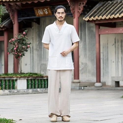 Men Tai Chi Meditation Kungfu Uniforms Linen Quickly Dry Sweatshirt+pant Jogger Casual Outfit Martial Arts Yoga Set Sportswear