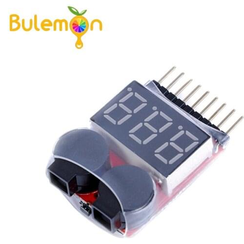 F00872 Lipo Battery Voltage Tester Volt Meter Indicator Checker Dual Speaker 1S-8S Low Voltage Buzzer Alarm 2in1 2S 3S 4S 8S