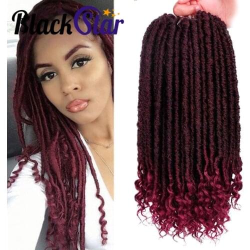 Black Star Goddess Locs Crochet Hair Faux Locs Crochet Hair Wavy Faux Locs with Curly Ends Synthetic Braiding Hair Extensions