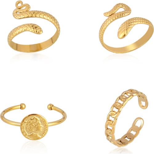 Snake Ring Stainless Steel Rings For Men Women Punk ring Open Finger Ring Set Women Jewelry Gift Accessories