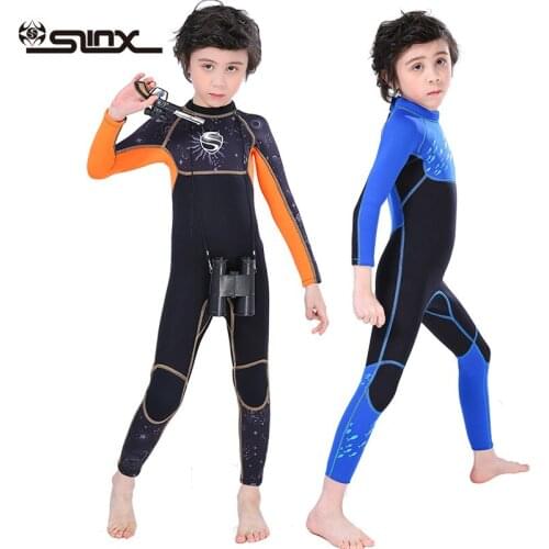 Slinx Boys' Diving Suit 3mm Neoprene Full-body Swimming Suit Long-sleeved Keep Warm Anti-UV Scuba Snorkeling Wetsuit