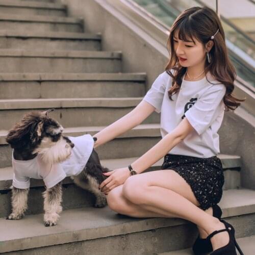 INS Fashion brand Parent-Child Dog Clothes Matching Pet Clothing For French Bulldog Clothes For Dog T-Shirt Clothes Pet Outfits