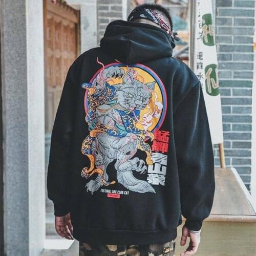 Fashion Cool Hip Hop Hoodies Japanese Casual Sweatshirts Streetwear Men Women Loose Pullover Rock Harajuku Devil Hoodie Male