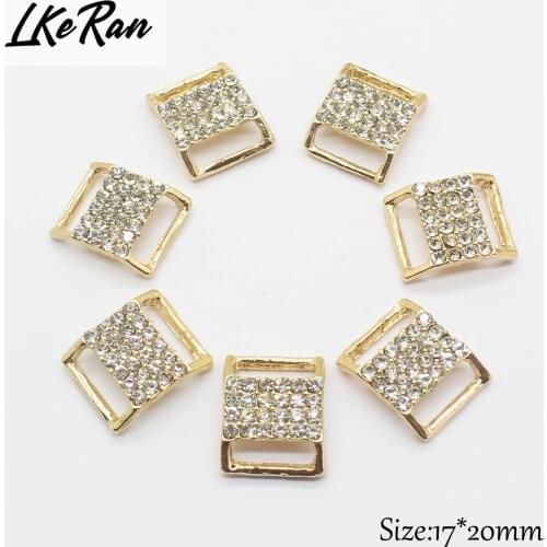 Fashion 10Pcs 12*15mm “H” Gold Double-Rod Diamond Buckles Hair Accessories DIY Wedding Invitation Ribbon Slider card Decoration
