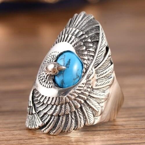 Natural Raw ore turguoise ring resizable 925 sterling silver rings women men rings jewelry gemstone ring brand