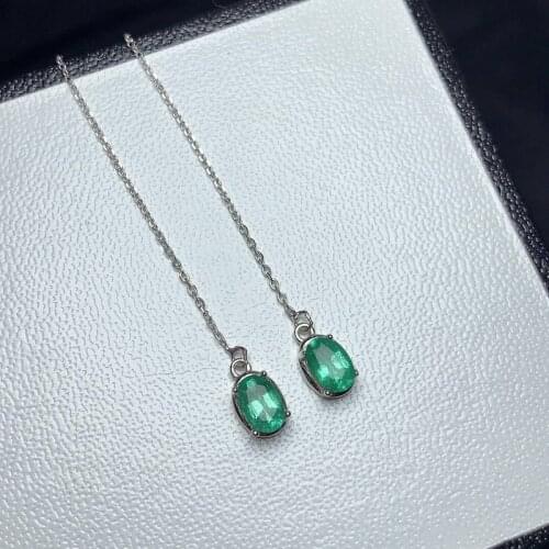 Natural Emerald Earrings 925 Silver Womens Earrings High-end Design Luxurious Atmosphere