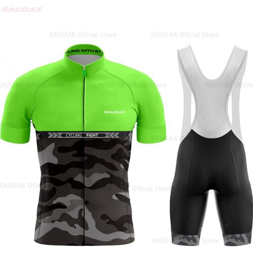 New RAUDAX Camouflage Cycling Jersey Set Bicycle Clothing Riding Bike Clothes Short Sleeve Sports Cycling Set Ropa Ciclismo 2021