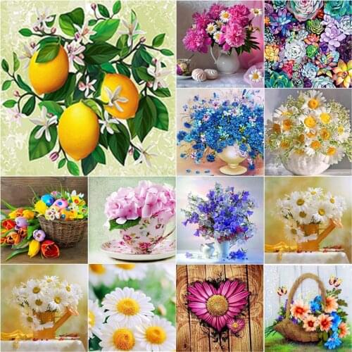 New 5D DIY Diamond Painting Flower Diamond Embroidery Cross Stitch Rhinestone Full Round Square Drill Manual Art Home Decor Gift