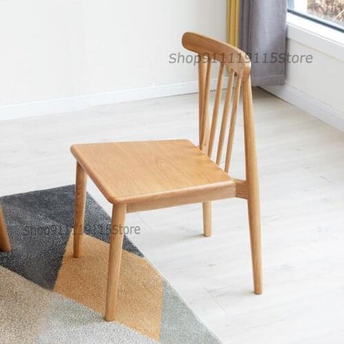 All Solid Wood Dining Chair Oak Armchair Nordic Simple Desk Chair Household Restaurant Cloth Chair