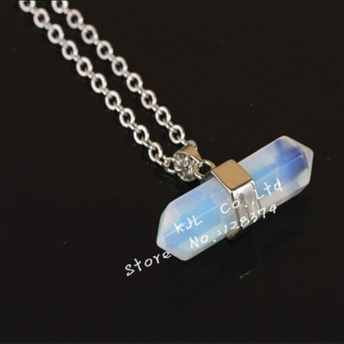 1pcs 2015 charming natural gem beads pendant necklace fashion opal stone pendants silver plated necklace for women
