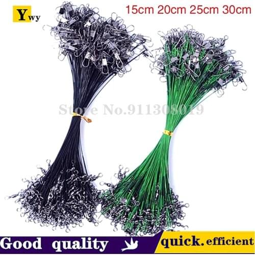 25PCS/lot Anti Bite Steel Fishing Line Steel Wire Leader With Swivel Fishing Accessory Lead Core Leash Fishing Wire 15CM-30CM
