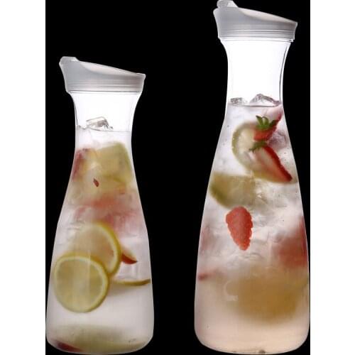 0.6L/1L/1.6L Transparent Juice Bottle Jar Iced Tea Pitcher Hot Cold Juice Jug Acrylic Pitcher with Lid Bar Home Restaurant Use